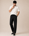 Day to Night — White Textured T-Shirt & Black Relaxed Trousers