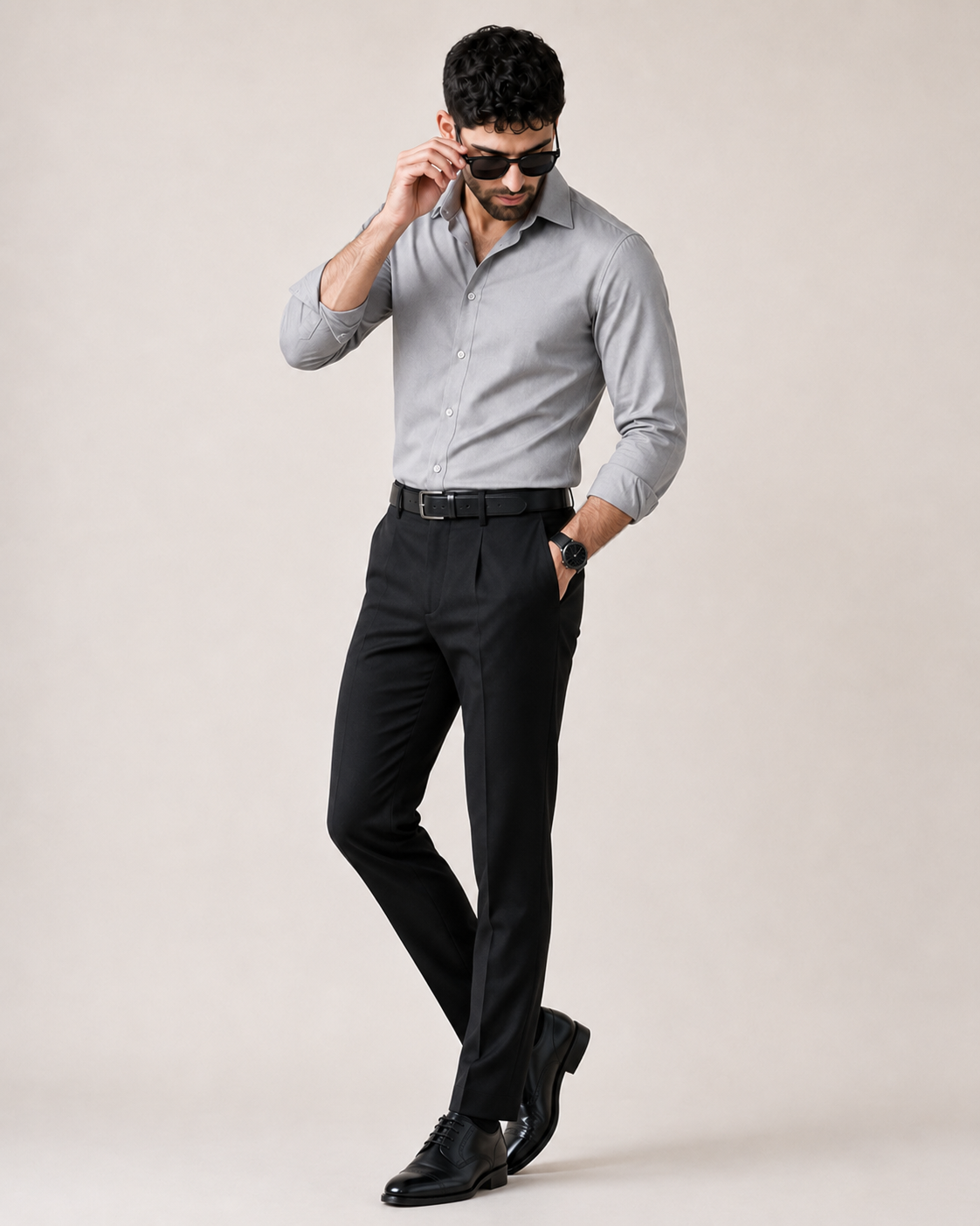 The After Hours — Grey Shirt & Black Dress Pant