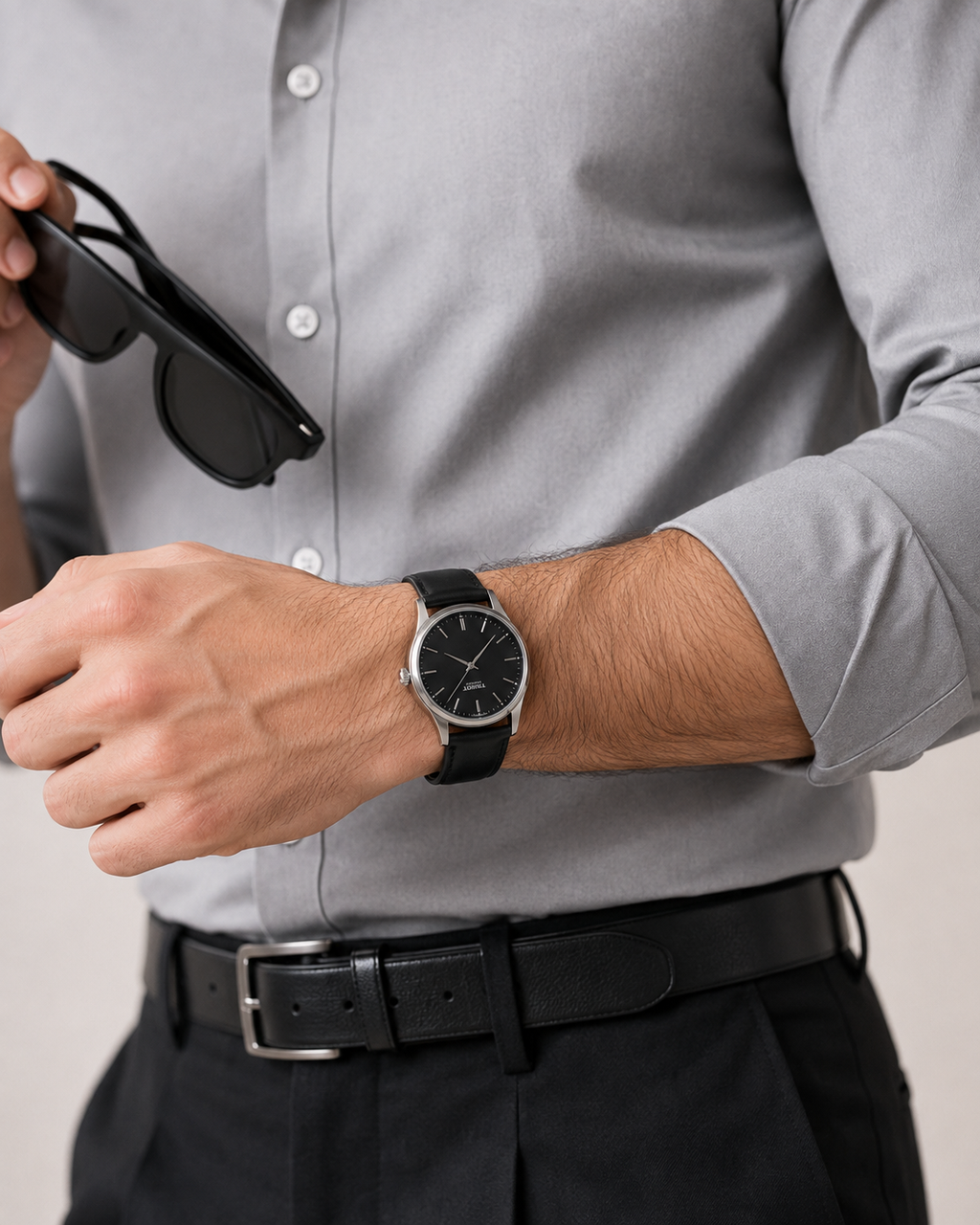 The After Hours — Grey Shirt & Black Dress Pant