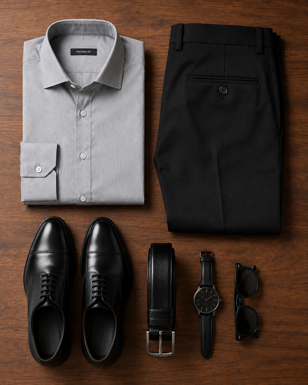 The After Hours — Grey Shirt & Black Dress Pant