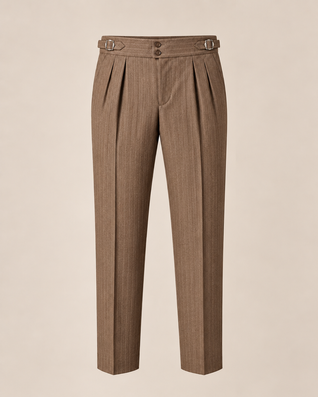 The Bracken — Men's Brown Pinstripe Double-Pleated Gurkha Pant