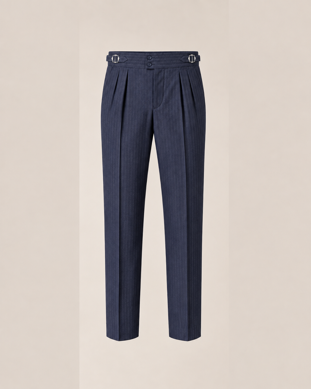 The Admiral — Men's Navy Pinstripe Double-Pleated Gurkha Pant