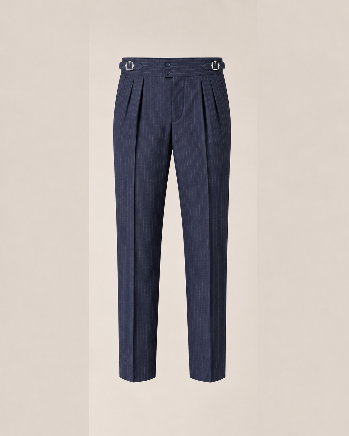 The Admiral — Men's Navy Pinstripe Double-Pleated Gurkha Pant