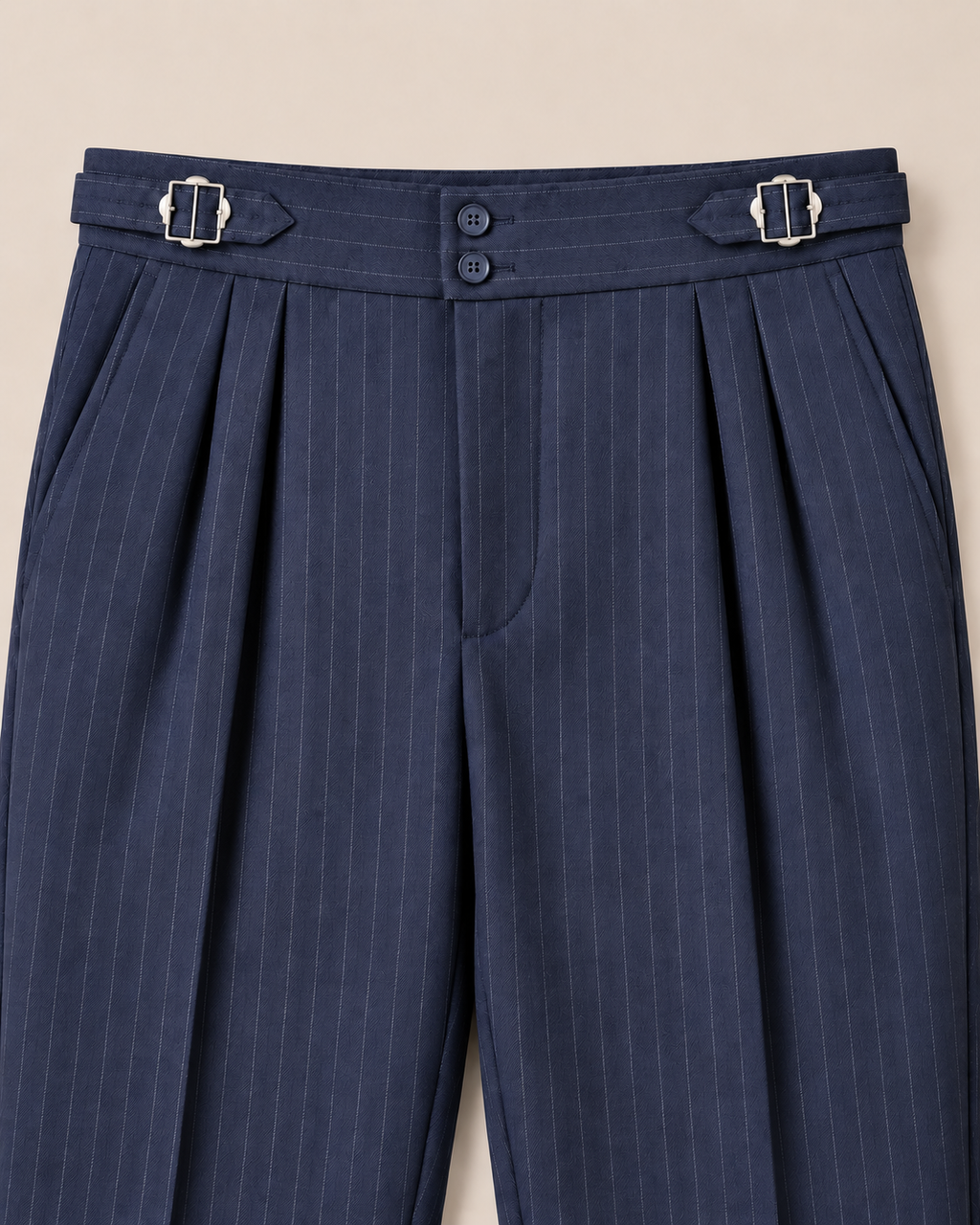 The Admiral — Men's Navy Pinstripe Double-Pleated Gurkha Pant