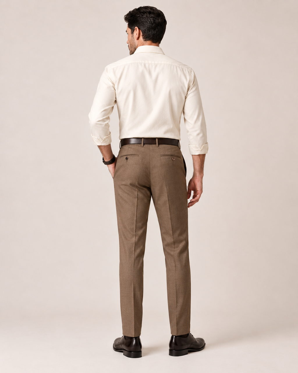 The Umber — Men's Brown Pleated Sharkskin Dress Pant