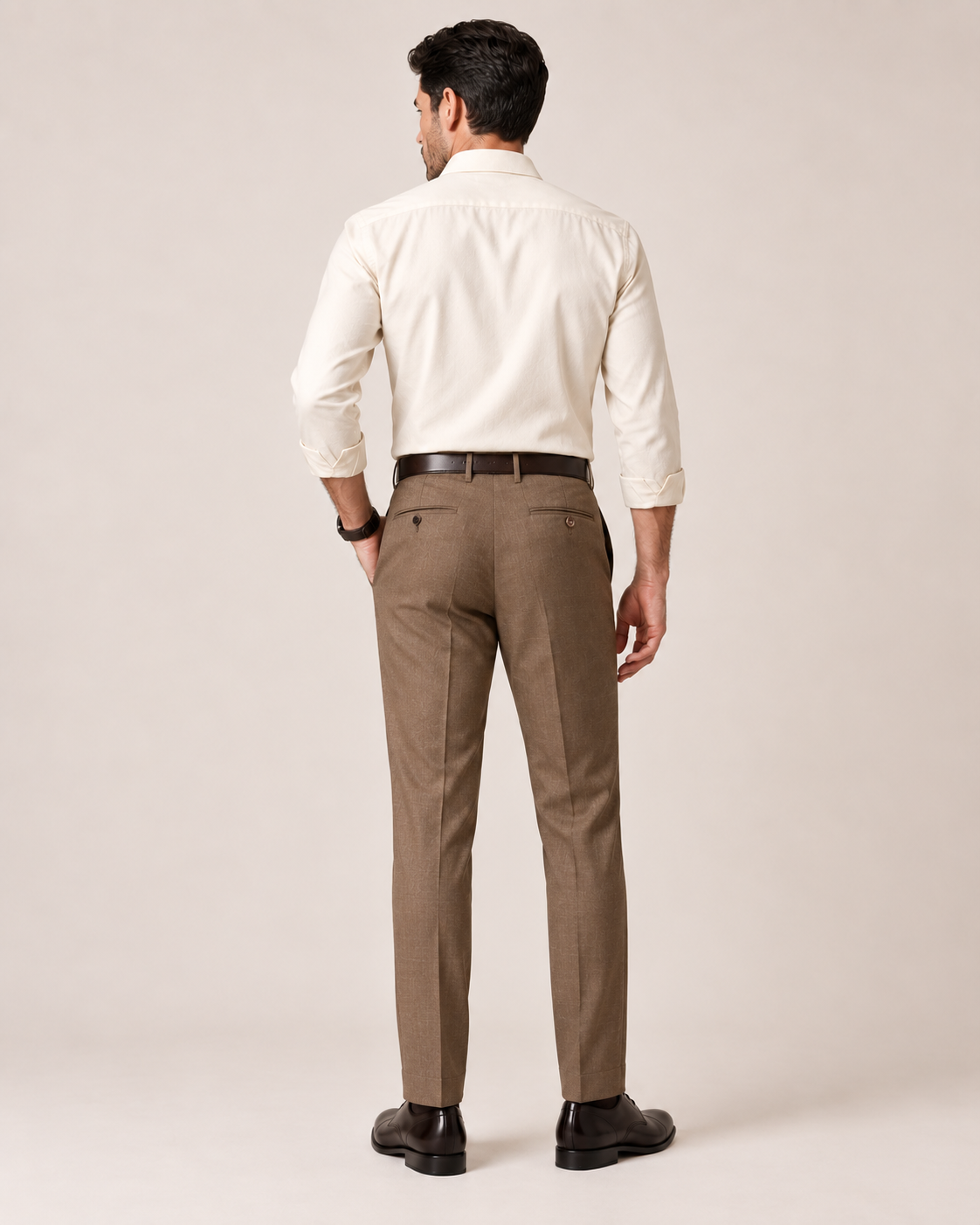 The Umber — Men's Brown Pleated Sharkskin Dress Pant
