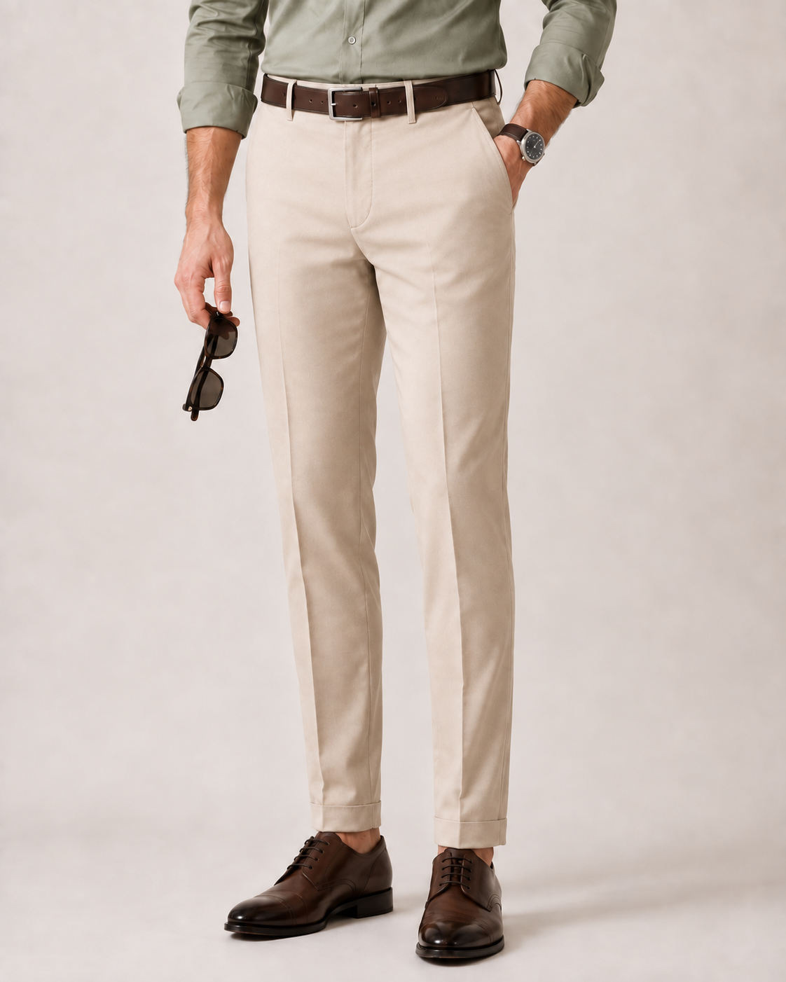 The Ashford — Men's Beige Classic Dress Pants