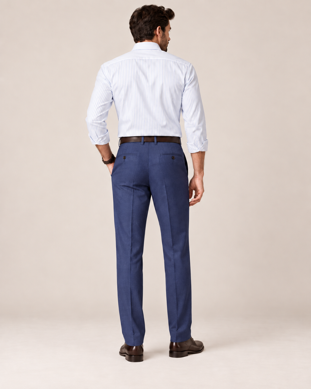 The Indigo — Men's Navy Pleated Sharkskin Dress Pant
