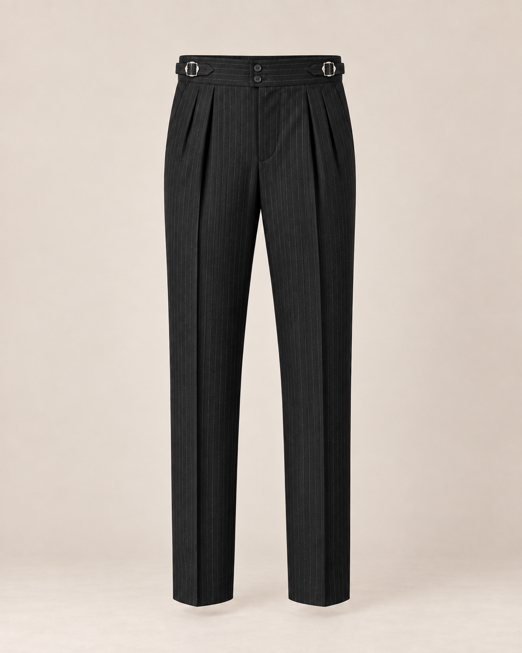 The Eclipse — Men's Black Pinstripe Double-Pleated Gurkha Pant