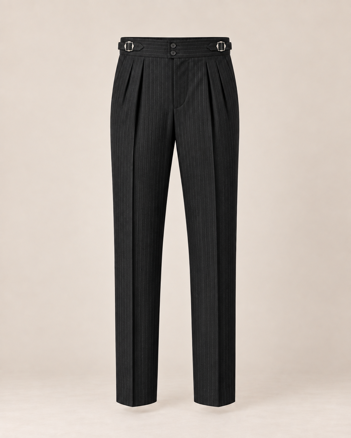 The Eclipse — Men's Black Pinstripe Double-Pleated Gurkha Pant