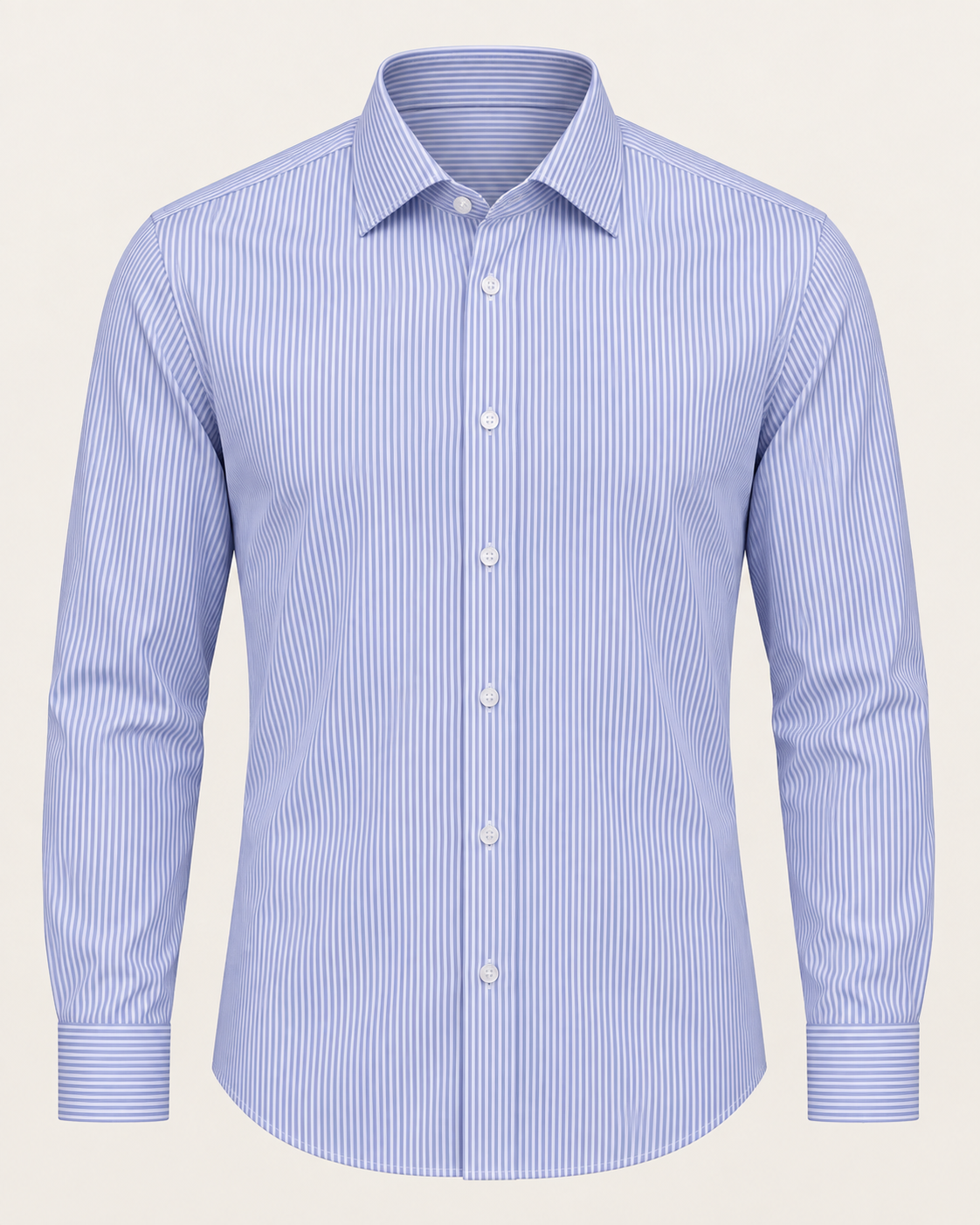The Verona — Men’s White & Blue Fine Stripe Dress Shirt