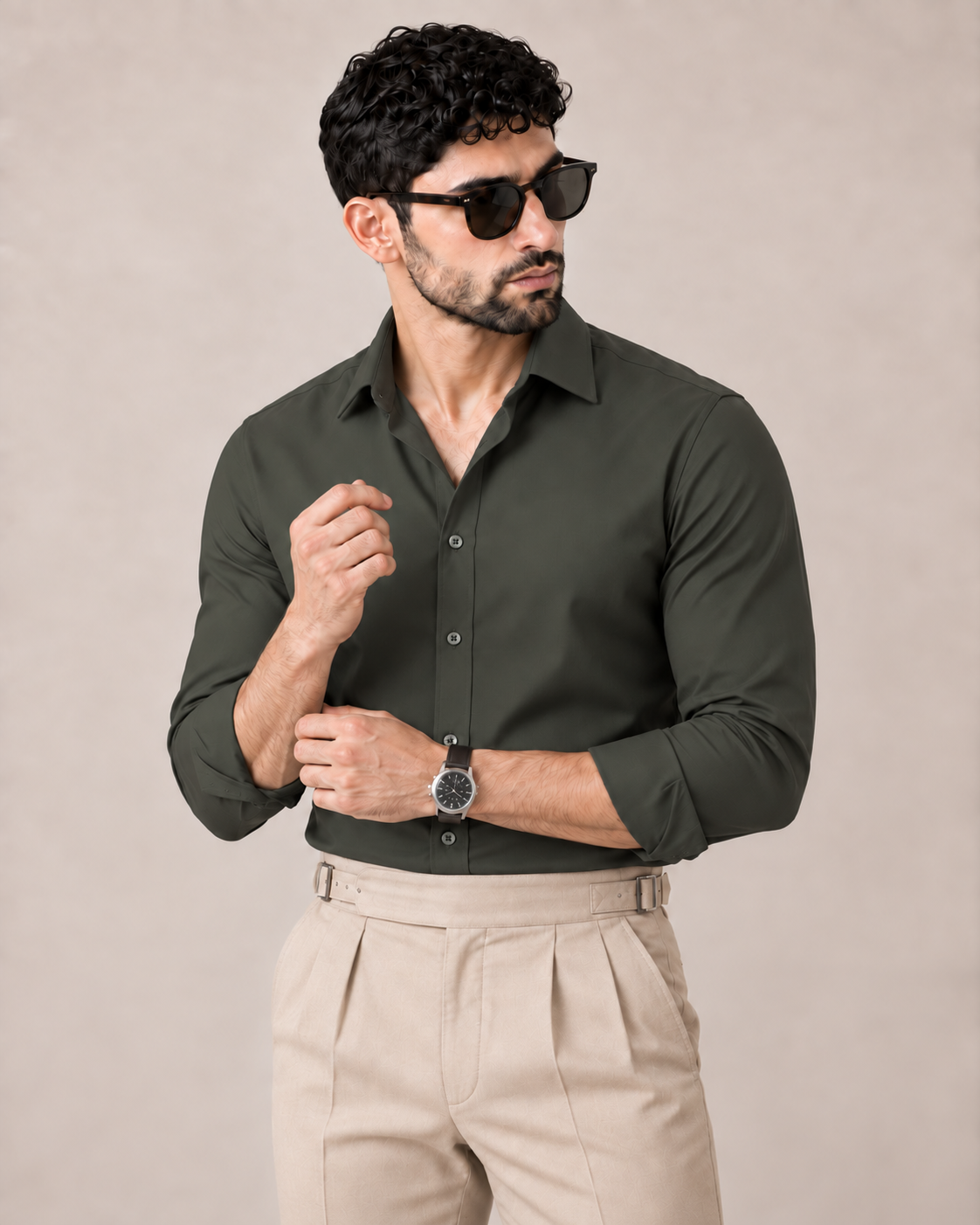 The Firenze — Men’s Deep Olive Dress Shirt