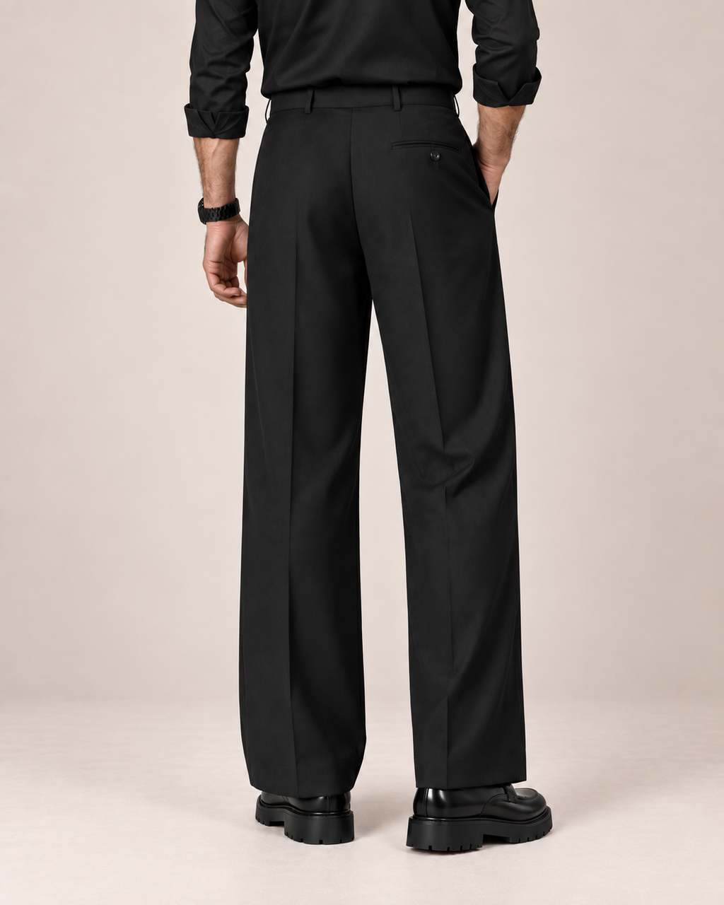 The Onyx — Men's Korean Black Double Pleated Wide-Leg Pant