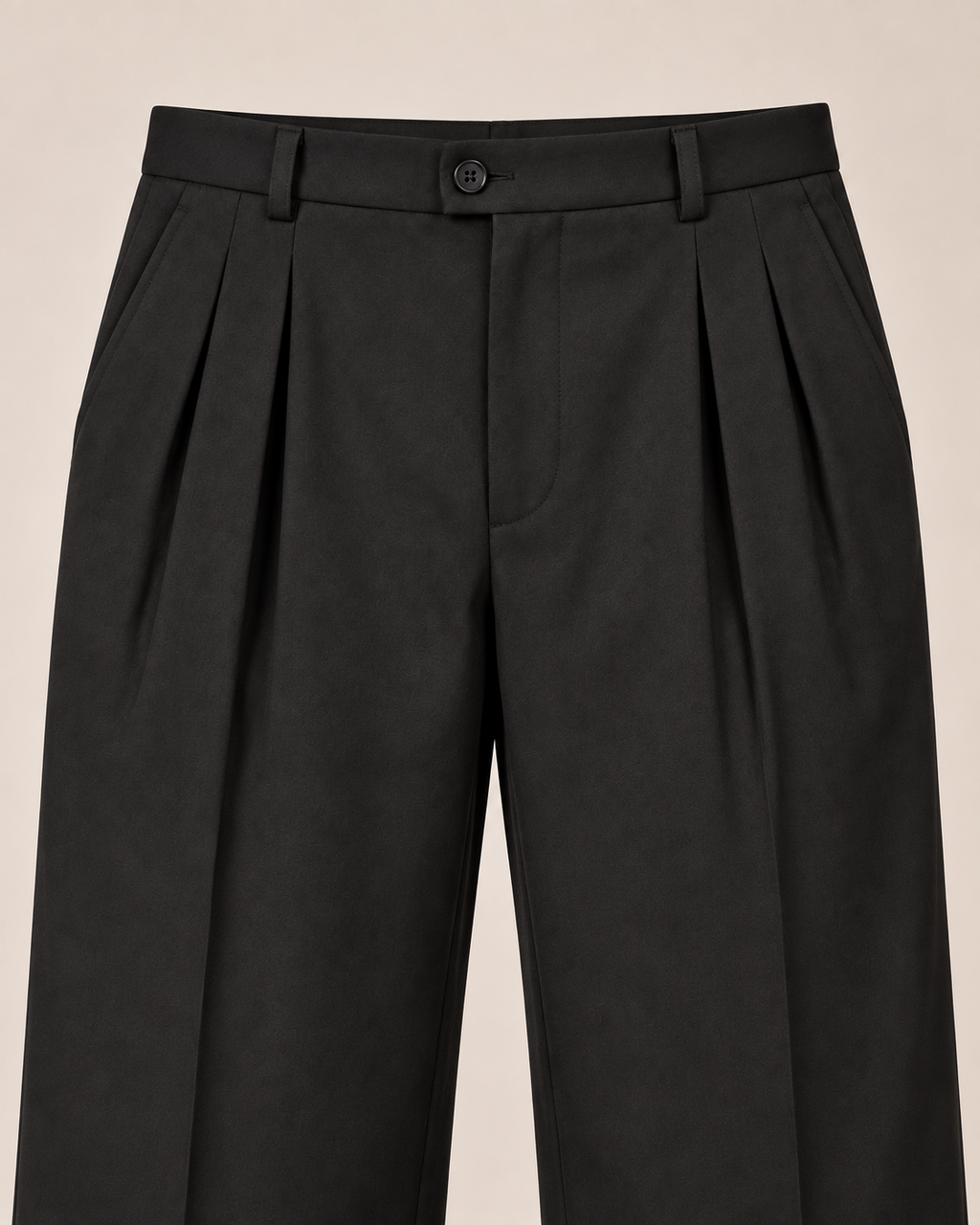 The Onyx — Men's Korean Black Double Pleated Wide-Leg Pant