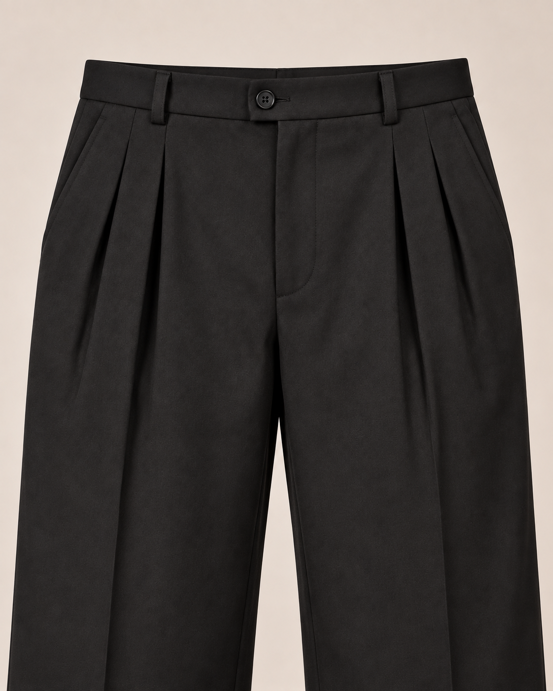 The Onyx — Men's Korean Black Double Pleated Wide-Leg Pant