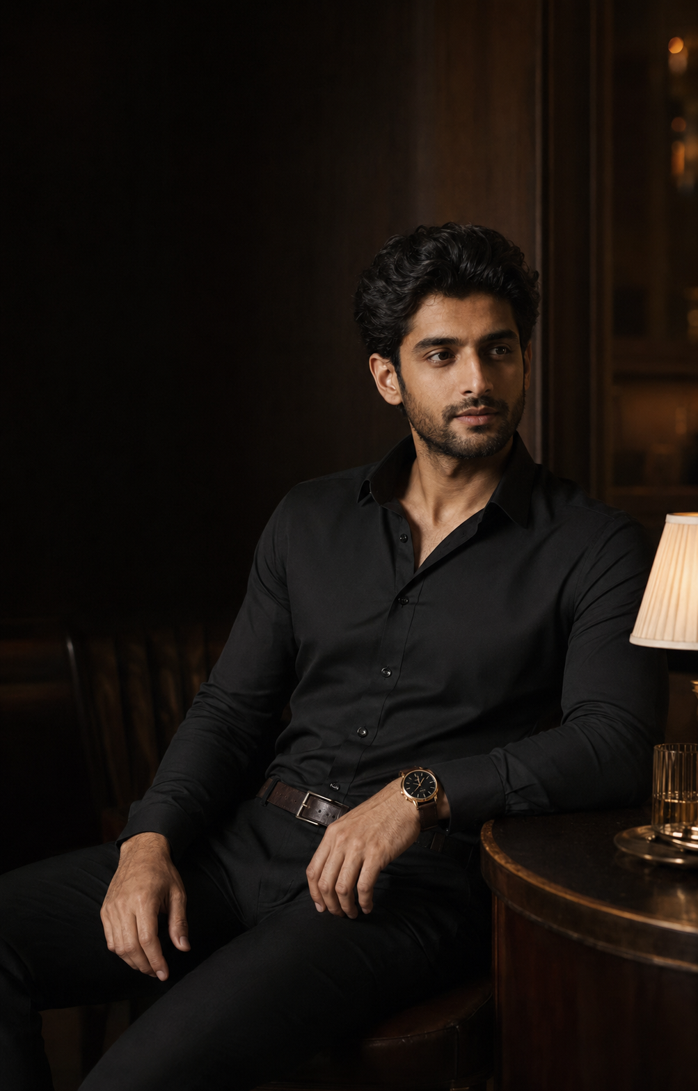 Kaamil Date Outfit — coordinated cream shirt and olive trousers