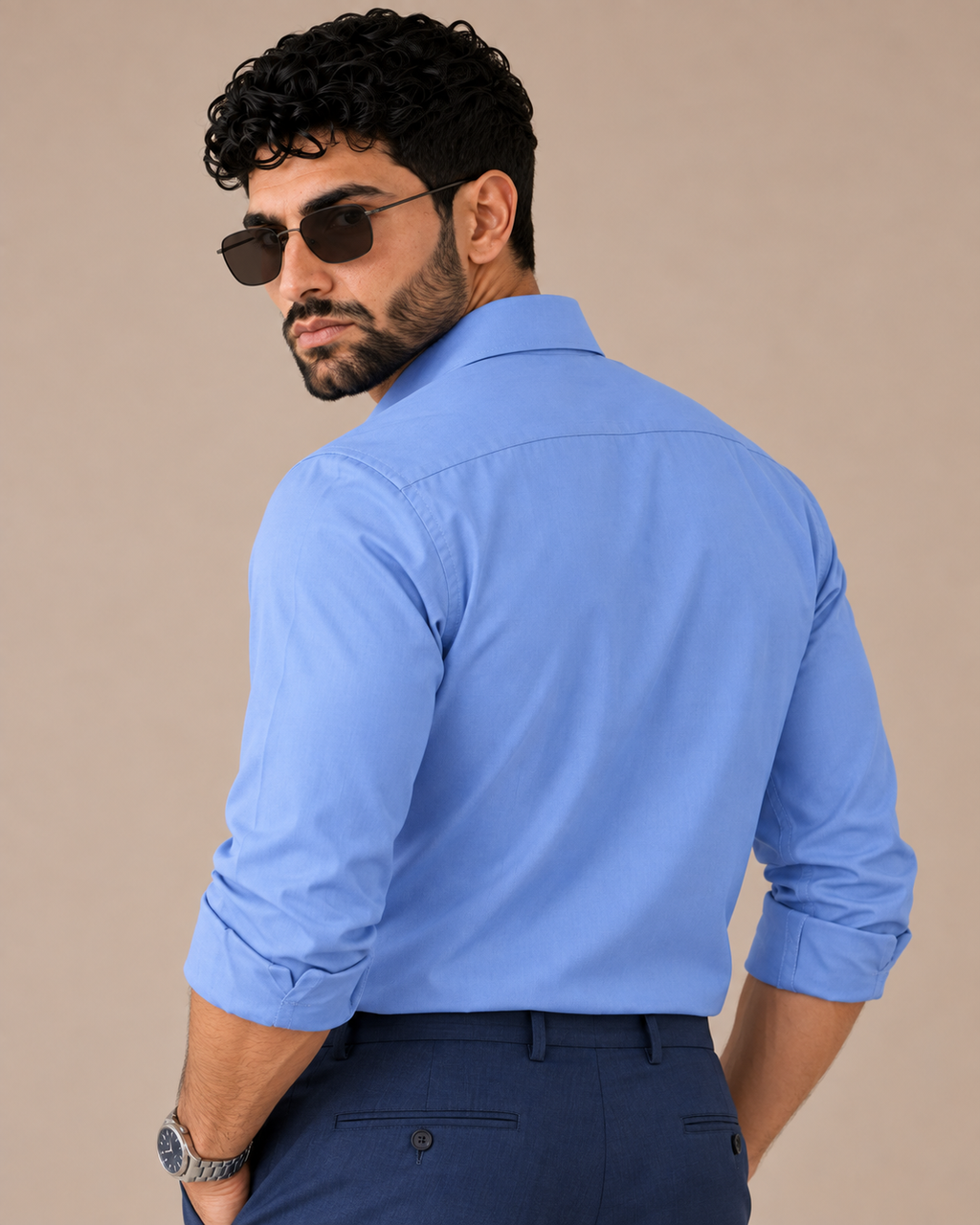 The Amalfi — Men’s Sky Blue Cotton Stretch Dress Shirt