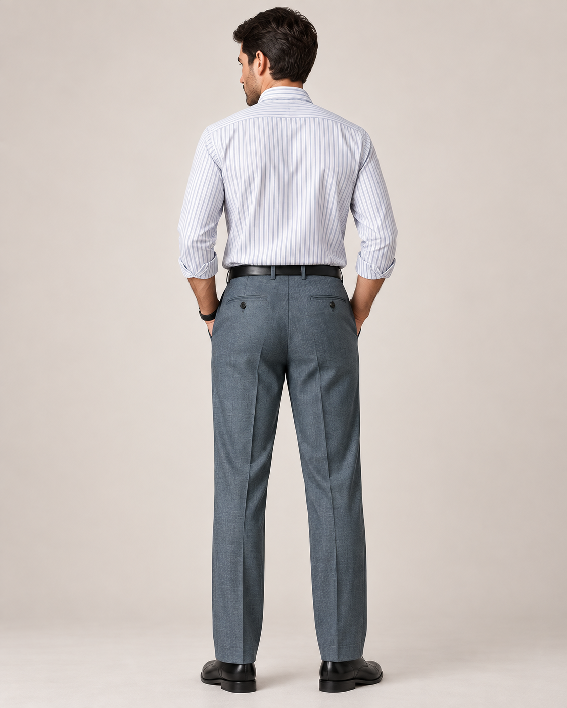 The Harbor — Men's Steel Blue Pleated Sharkskin Dress Pant