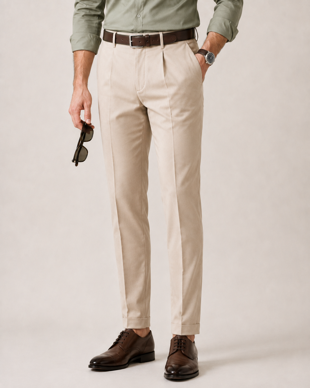 The Ashford beige pleated dress pants