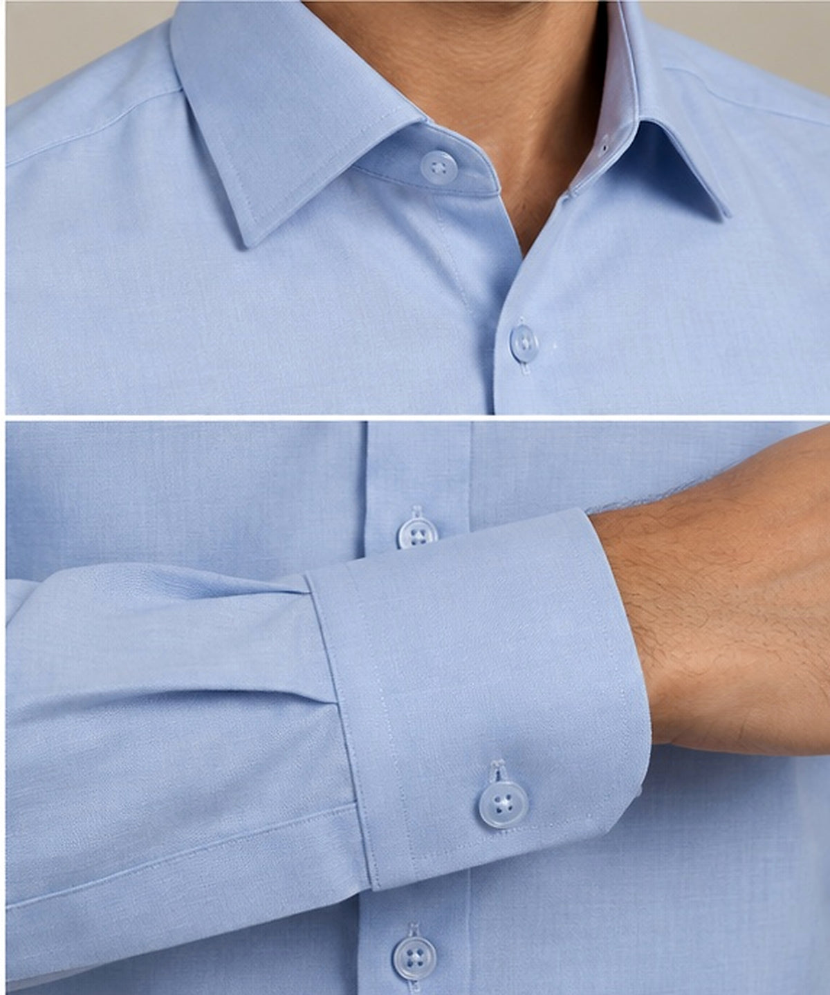 The Cambridge sky blue men's dress shirt collar and cuff detail