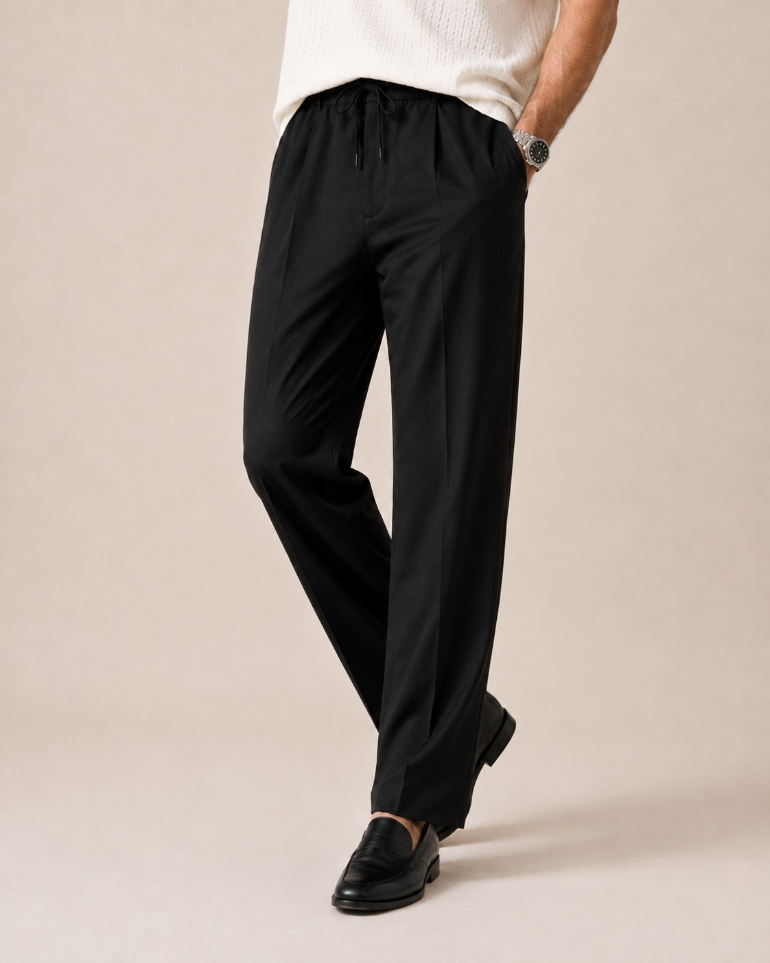 The Monaco black drawstring trousers