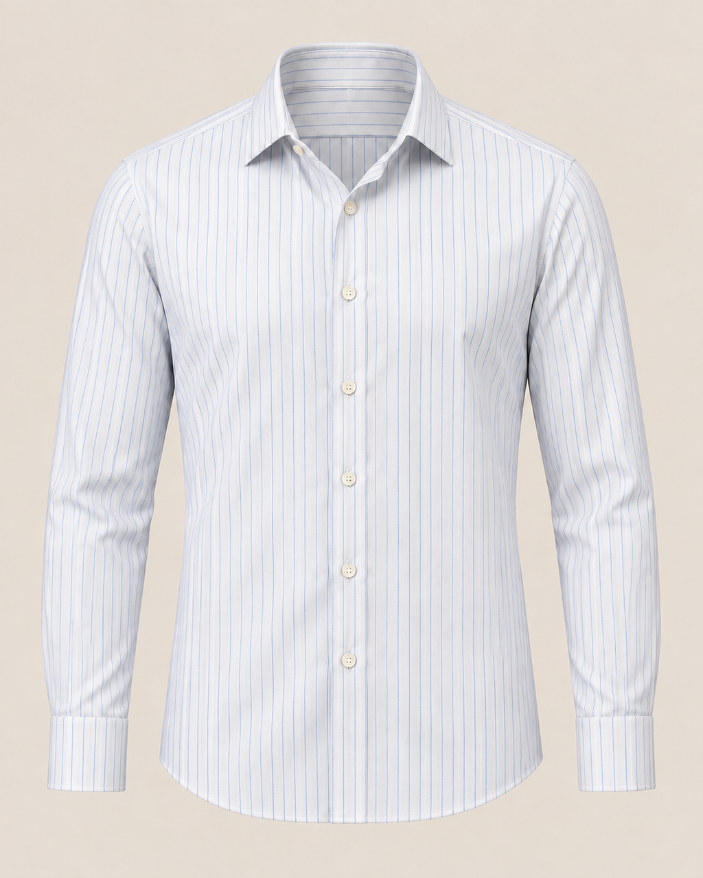 The Capri — Men’s White Fine Stripe Dress Shirt