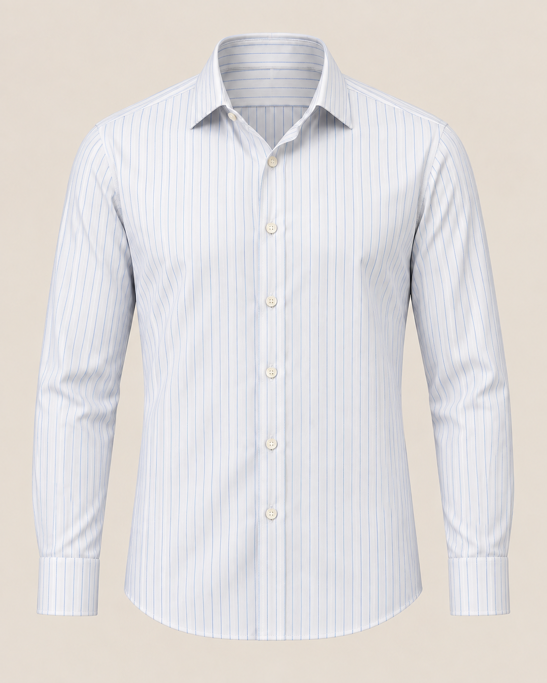 The Capri — Men’s White Fine Stripe Dress Shirt